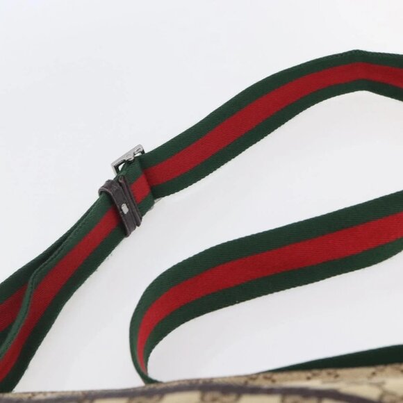 GUCCI GG Canvas Web Sherry Line Shoulder Bag Beige Silver - Picture 12 of 16